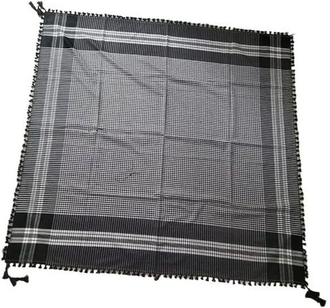Assam Tradition Checkered Polycotton Scarf - Black & White - Image 8