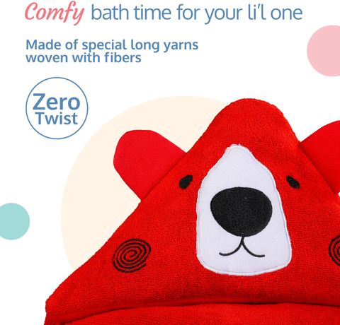 LuvLap Cotton 673 GSM Bath Towel (Red) - Image 8