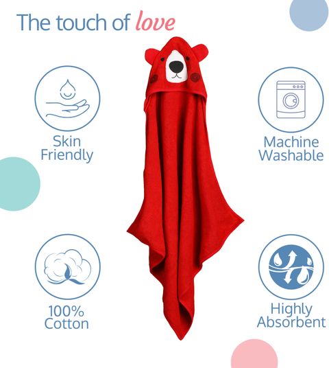 LuvLap Cotton 673 GSM Bath Towel (Red) - Image 6