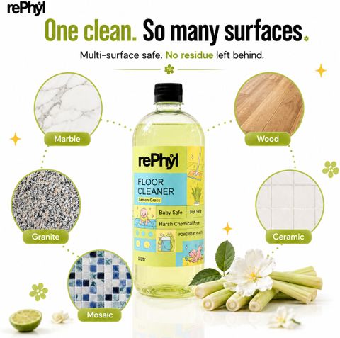 rePhyl Plant-Powered Floor Cleaner Liquid - Lemongrass | Multi Surface Cleaner Lemongrass (1 L) - Image 3
