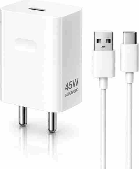 shopbucket 45 W SuperVOOC 5 A Wall Charger for Mobile with Detachable Cable (White, Cable Included) - Image 5