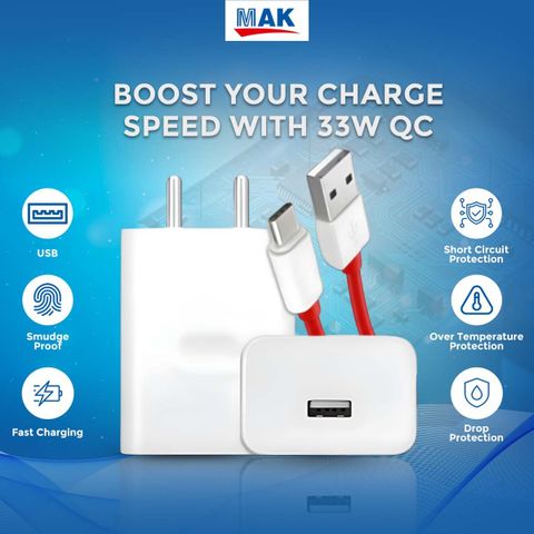 MAK 33W SuperVOOC 5.4A Wall Charger with Detachable Cable (White) - Image 4