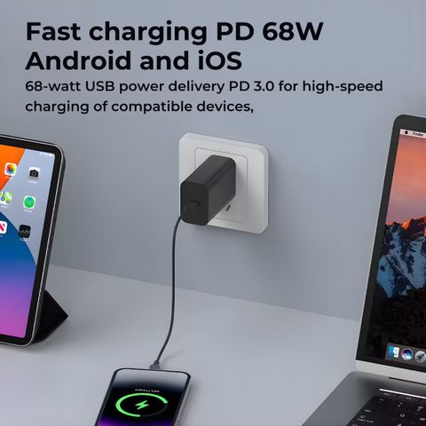 MMAK Motorola 68W Turbo Power Fast Charger with fFast Type-C to C Cable à¤à¤¾à¤°à¥à¤à¤° (à¤à¤¾à¤²à¤¾, à¤à¥à¤¬à¤² शामिल हà¥) - Image 5