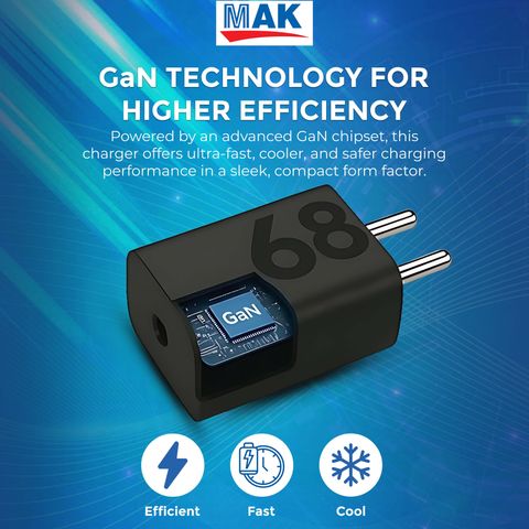 MAK 68W Adaptive Fast Charging 6A Wall Charger (Black) - Image 7
