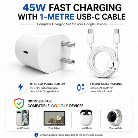 RVAT 45W Quick Charge 5A Wall Charger with Detachable Cable (White) - Image 5