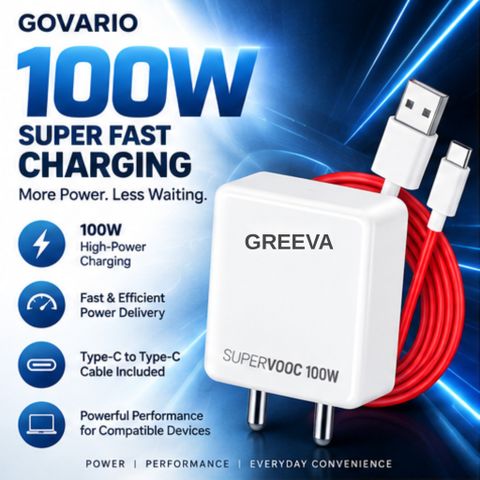 Greeva 100 W SuperVOOC 6 A Wall Charger for Mobile (White) - Image 6