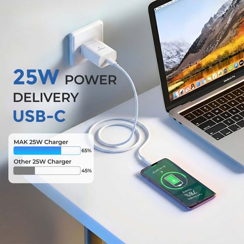 MAK 25W Quick Charge 3.1A Wall Charger (White) - Image 7