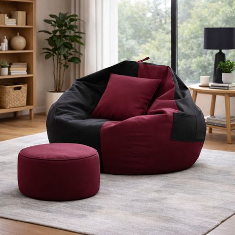 M Easy craft 4XL Tear Drop Bean Bag Cover (Black, Maroon) - Image 4