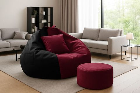 M Easy craft 4XL Tear Drop Bean Bag Cover (Black, Maroon) - Image 6