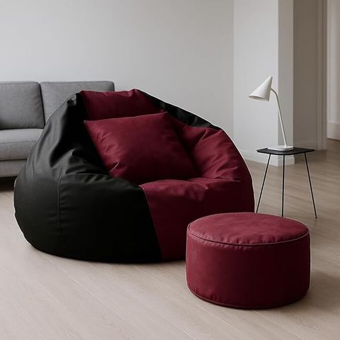 M Easy craft 4XL Tear Drop Bean Bag Cover (Black, Maroon) - Image 5