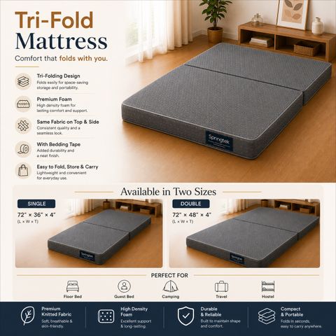 SPRINGTEK 3 Folding 4-inch Single PU Foam Mattress - Image 8