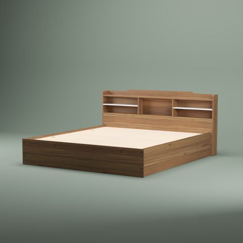 NEUDOT TATUM Engineered Wood King Box Bed, 217 cm x 194 cm (7.12 ft x 6.36 ft) (Finish Color - TEAK, Delivery Condition - Knock Down) - Image 8