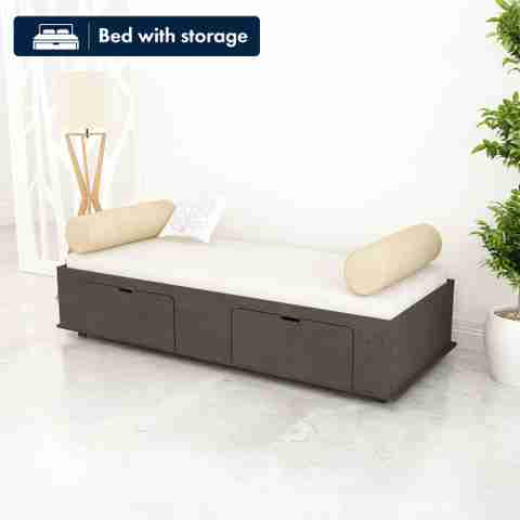 SIVOM Cyprus Multipurpose Diwan/Single Bed with Storage Engineered Wood Single Box Bed, 81 cm x 188 cm (2.66 ft x 6.17 ft) (Finish Color - Dark Wenge, Delivery Condition - Knock Down) - Image 3