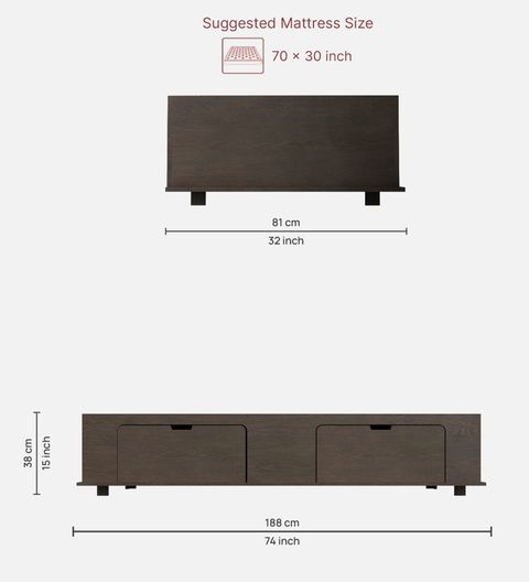SIVOM Cyprus Multipurpose Diwan/Single Bed with Storage Engineered Wood Single Box Bed, 81 cm x 188 cm (2.66 ft x 6.17 ft) (Finish Color - Dark Wenge, Delivery Condition - Knock Down) - Image 8