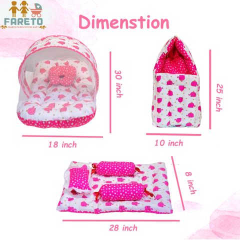 Fareto Cotton Baby Bed Sized Bedding Set (Pink, 1 Sleeping Bag) - Image 7