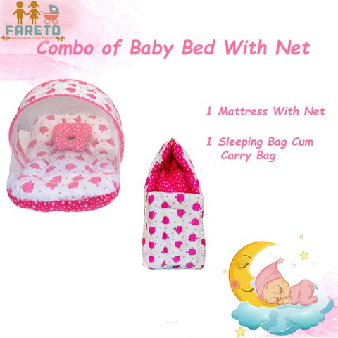 Fareto Cotton Baby Bed Sized Bedding Set (Pink, 1 Sleeping Bag) - Image 8