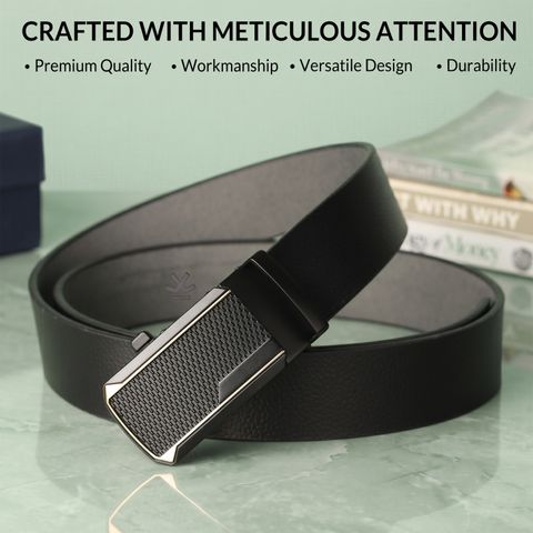 WROGN Men Formal, Casual, Evening, Party Black Genuine Leather Belt - Image 7