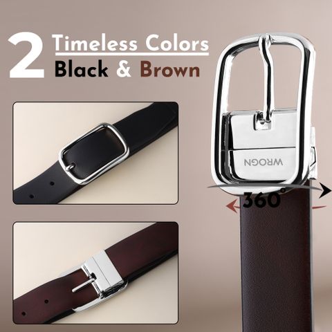 WROGN Men Formal, Casual, Evening, Party Black, Brown Artificial Leather Reversible Belt - Image 7
