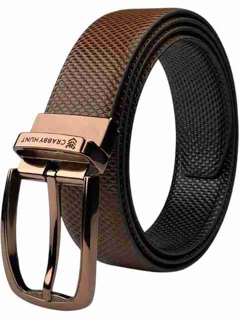 CRABBY HUNT Men's Genuine Leather Reversible Belt (Brown/Black) - Image 5
