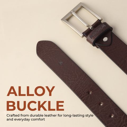 WROGN Men Formal, Casual, Evening, Party Brown Genuine Leather Belt - Image 8