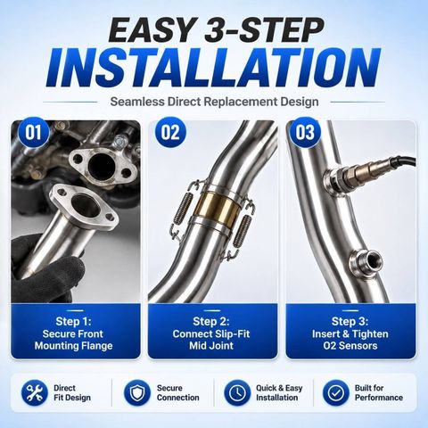 R4 RIDER Bike Bend Pipe Double Sensor Stainless Steel for Yamaha R15-MT15 V3 | V4 Modelâs Yamaha R15 Full Exhaust System (Stainless Steel) - Image 7