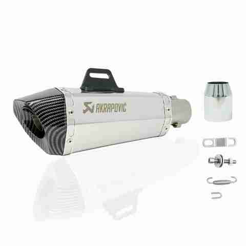Vagary Silver Universal Hexa Cut Akrapovic Exhaust with DB Killer - Image 2