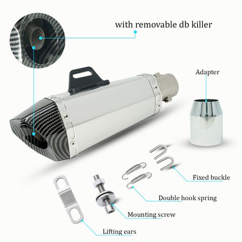 Vagary Silver Universal Hexa Cut Akrapovic Exhaust with DB Killer - Image 4