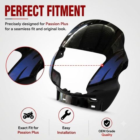 RRV Visor Passion Plus black/blue stiker Bike Headlight Visor - Image 8