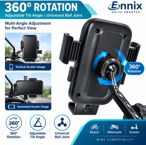 EnnixMart XY89 360° Bike Mobile Holder (Black) - Image 6