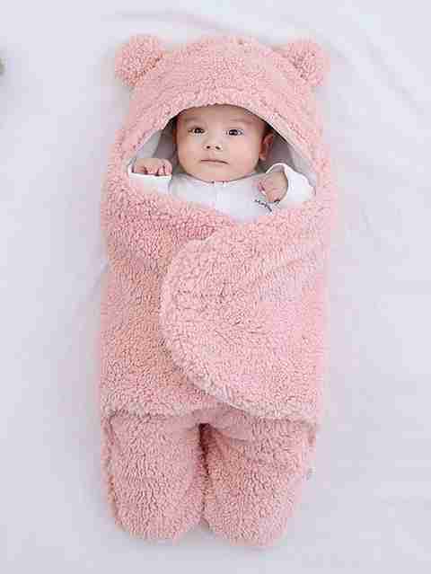 Pandaoriginals Solid Single Hooded Baby Blanket for AC Room (Cotton, Pink) - Image 3