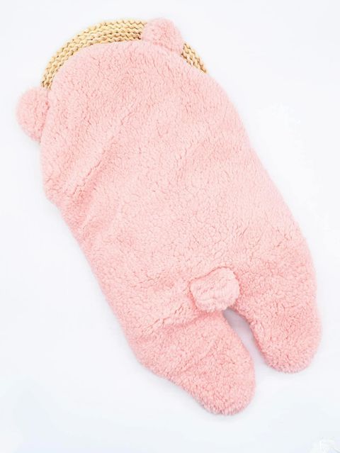 Pandaoriginals Solid Single Hooded Baby Blanket for AC Room (Cotton, Pink) - Image 4