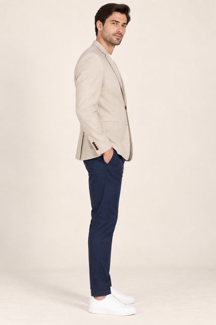 METRONAUT Men Beige Solid Wedding Blazer - Image 5