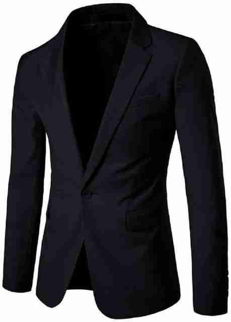 TRULYFEB Men's Solid Black Single Breasted Blazer - Image 5
