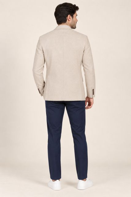 METRONAUT Men Beige Solid Wedding Blazer - Image 4
