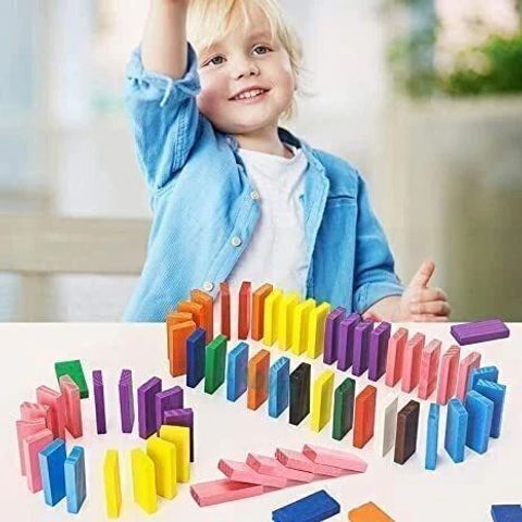 TOOBIL 120 pcs 12 Color Wooden Dominos Blocks Set for Kids (Multicolor) - Image 8