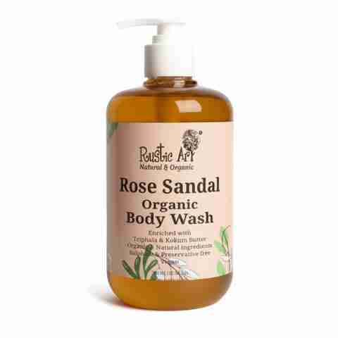 RUSTIC ART Rose Sandal Organic Body Wash (300 ml) - Image 5