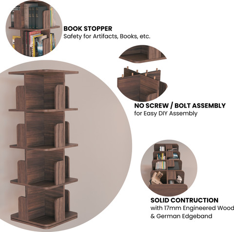 COGO 4 Tier Revolving Bookshelf view 4