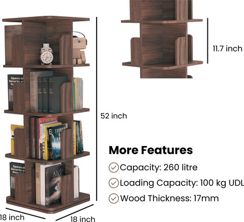 COGO 4 Tier Revolving Bookshelf view 3