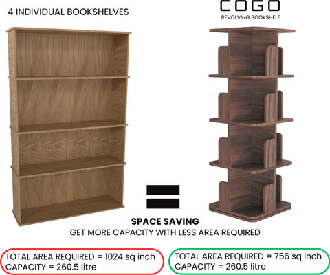 COGO 4 Tier Revolving Bookshelf view 5