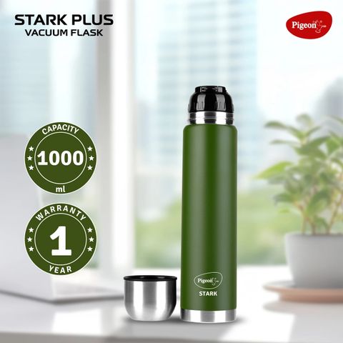 Pigeon 24 Hrs Hot & Cold Therminox Vaccum Insulated 1000 ml Steel Flask (Pack of 1, Green) - Image 6