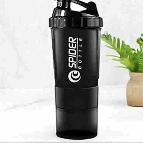 Indian Blu Smart Protein Shaker Bottle for gym with 2 Storage Extra Compartment 500 ml Shaker 500 ml Plastic Shaker (Pack of 1, Black) - Image 3