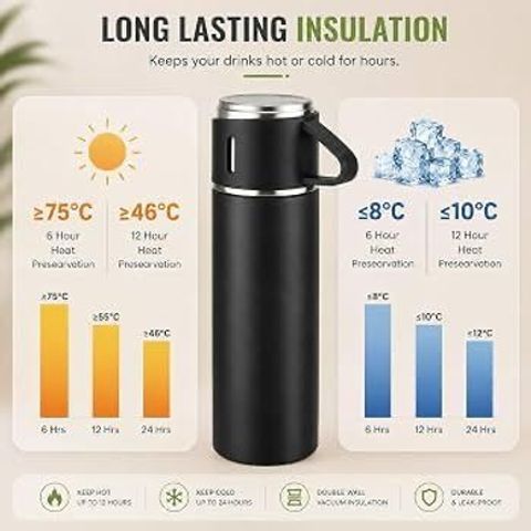 Cellton Stainless Steel Vacuum Flask Set 500ml Black - Image 7