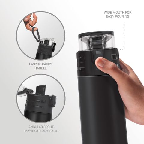 MILTON Atlantis 900 Thermosteel Water Bottle, ISI Certified, 24 Hr Hot and Cold 750 ml Steel Flask (Pack of 1, Black) - Image 8