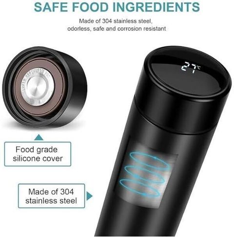 Nexora Stainless Steel Temperature Double Wall Vacuum Flask water Bottle 500 ml Stainless Steel Bottle (Pack of 1, Black) - Image 5