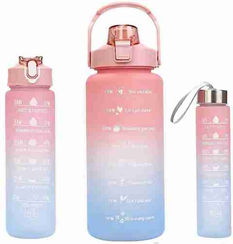 DEKIYANZ Set of 3 Water Bottle with Motivational Time Marker