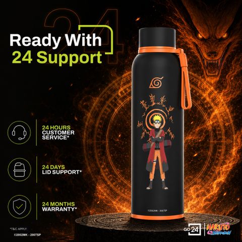 Go24 Hot and Cold Water Bottle ISI Certified Thermosteel flask,Leakproof Bravo-Naruto 700 ml Stainless Steel Flask (Pack of 1, Black) - Image 7