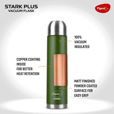 Pigeon 24 Hrs Hot & Cold Therminox Vaccum Insulated 1000 ml Steel Flask (Pack of 1, Green) - Image 8