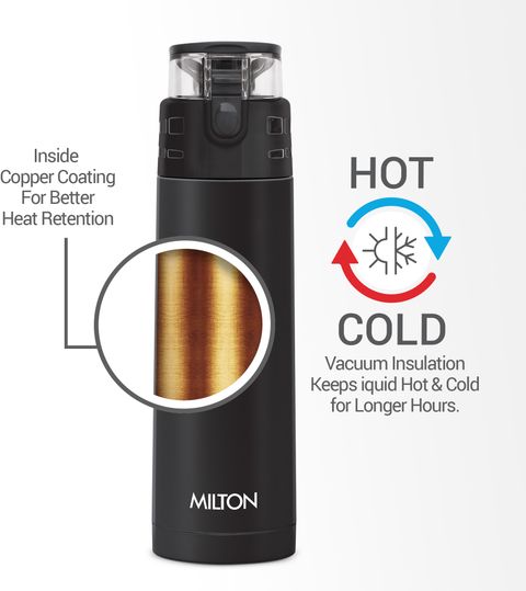 MILTON Atlantis 900 Thermosteel Water Bottle, ISI Certified, 24 Hr Hot and Cold 750 ml Steel Flask (Pack of 1, Black) - Image 6