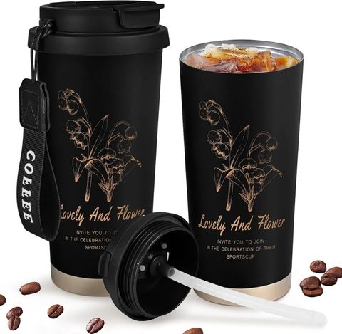 Voroly Coffee Mug Stainless Steel Travel Mug Double Wall Vacuum 500 ml Steel Bottle (Pack of 1, Black) - Image 6