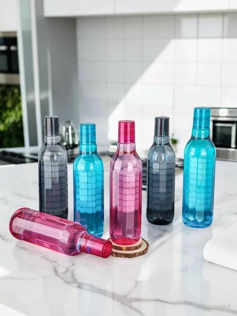 OMORTEX Stay Cool & Hydrated at school,college,work,gym & outdoor 1000 ml Plastic Bottle (Pack of 6, Multicolor) - Image 6